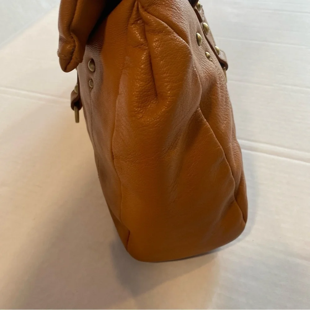 Dr. Koffer Tan Leather Satchel Structured Design Double Handles w/ Coin Purse